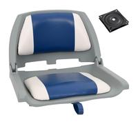 vidaXL Foldable Boat Seat Set 2 Piece with Blue-white Pillow Kayak Canoe Seat