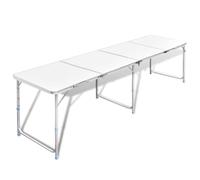 vidaXL Foldable Camping Table - Portable and Height Adjustable with Aluminium Frame and MDF Tabletop - Suitable for Indoor & Outdoor Use, White