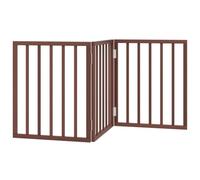 vidaXL Foldable Dog Gate - 3 Panels Pet Barrier - Poplar Wood Brown - Living Room/Kitchen/Stairs/Doorway - 50 x 60 x 2 cm Each Panel
