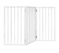vidaXL Foldable Dog Gate - 3 Panels Pet Fence Barrier - White Poplar Wood - 50 x 90 cm Panels - Ideal for Small/Medium Dogs in Doorways, Kitchens, and Living Rooms.