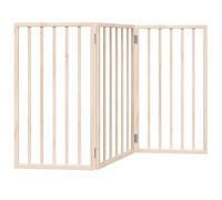vidaXL Foldable Dog Gate-3 Panels Poplar Wood-Freestanding Pet Fence-150cm L x 90cm H-Brown