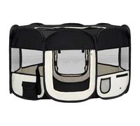 vidaXL Foldable Dog Playpen with Carrying Bag Black 145x145x61 cm Pet Run Cage