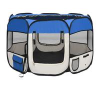 vidaXL Foldable Dog Playpen with Carrying Bag Blue 90x90x58 cm Pet Run Cage