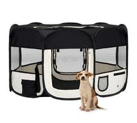 vidaXL Foldable Dog Playpen with Carrying Bag Black 145x145x61 cm Pet Run Cage
