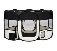vidaXL Foldable Dog Playpen with Carrying Bag Black 145x145x61 cm, Black
