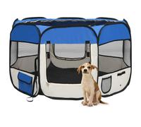 vidaXL Foldable Dog Playpen with Carrying Bag Blue 110x110x58 cm Pet Run Cage