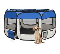 vidaXL Foldable Dog Playpen with Carrying Bag Blue 125x125x61 cm, Blue