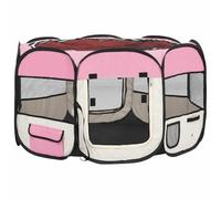 vidaXL Foldable Dog Playpen with Carrying Bag Pink 110x110x58 cm, Pink