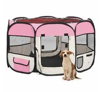 vidaXL Foldable Dog Playpen with Carrying Bag Pink 110x110x58 cm