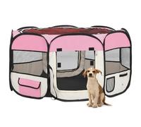 vidaXL Foldable Dog Playpen with Carrying Bag Pink 125x125x61 cm Pet Run Cage