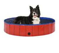 vidaXL Foldable Dog Swimming Pool Red 160x30cm PVC Anti-Slip Pet Water Centre