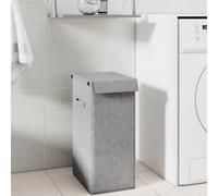 Vidaxl Foldable Laundry Hamper Grey 26X34.5X59.5 Cm Faux Linen Fabric