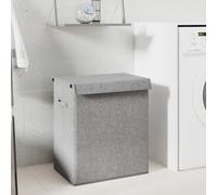 vidaXL Foldable Laundry Hamper Grey 51x34.5x59 cm Faux Linen Fabric