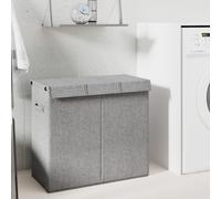 vidaXL Foldable Laundry Hamper Grey 64.5x34.5x59 cm Faux Linen Fabric