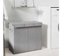 vidaXL Foldable Laundry Hamper Grey 64.5x34.5x59 cm Faux Linen Fabric NEW