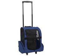 vidaXL - Blue Pet Trolley, Backpack, and Handbag All-in-One, Foldable and Space-Saving, Comfortable Mesh Windows with Robust Frames, Suitable for Small Pets