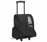 vidaXL Foldable Pet Trolley in Black - Multipurpose Pet Carrier with Mesh Windows for Cats, Dogs, and Rabbits - Easy to Store and Carry with Zipper Pockets