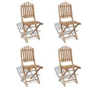 Folding Bamboo Dining Chair 50x42x92cm Brown Outdoor Patio, Waterproof Set of 2