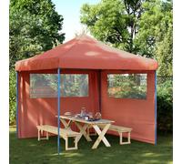 vidaXL Foldable Party Tent Pop-Up with 2 Sidewalls Terracotta