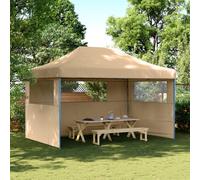 vidaXL Foldable Party Tent Pop-Up with 3 Sidewalls Beige