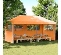 vidaXL Foldable Party Tent Pop-Up with 3 Sidewalls Garden Gazebo Canopy Orange