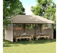 vidaXL Foldable Party Tent Pop-Up with 3 Sidewalls Taupe