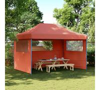 vidaXL Foldable Party Tent Pop-Up with 3 Sidewalls Terracotta