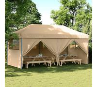 vidaXL Foldable Party Tent Pop-Up with 4 Sidewalls Beige