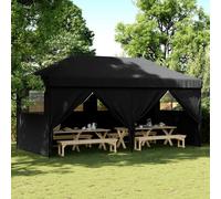 vidaXL Foldable Party Tent Pop-Up with 4 Sidewalls Black