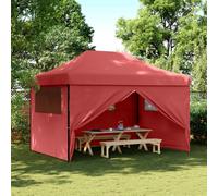 vidaXL Foldable Party Tent Pop-Up with 4 Sidewalls Burgundy