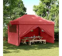 vidaXL Foldable Party Tent Pop-Up with 4 Sidewalls Burgundy
