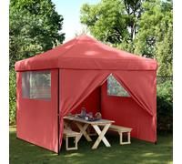 vidaXL Foldable Party Tent Pop-Up with 4 Sidewalls Burgundy