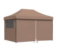 vidaXL Foldable Party Tent Pop-Up with 4 Sidewalls, Party Gazebo for Garden, Outdoor Canopy for Show Wedding Barbeque, Lightweight Tent Marquee, Brown