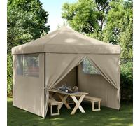 (taupe, with 4 sidewalls) vidaXL Foldable Tent Canopy Patio Pavilion Gazebo Pop up Tent Marquee Canopy