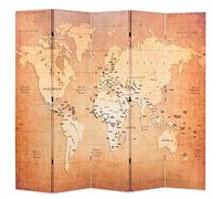 vidaXL Folding Room Divider 200x170 cm World Map Yellow NEW
