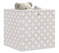 vidaXL Foldable Storage Boxes Cube Bin 10 pcs - Cream Non-Woven Fabric, 32x32x32 cm, Round Eyelets, Collapsible Organizer for Home, Dorm, Playroom