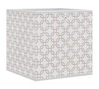 vidaXL Foldable Storage Boxes Cube Bin 10 pcs - Cream Non-Woven Fabric, 32x32x32 cm, Round Eyelets, Collapsible Organizer for Home, Dorm, Playroom