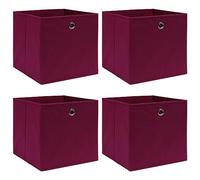 vidaXL Foldable Storage Boxes Set of 4, Dark Red Fabric, Easy Pull-Out with Metal Eyelets, Space-Saver, Durable Organizer for Underwear, Socks, and Accessories