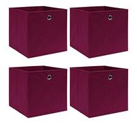 vidaXL 4x Storage Boxes Storage Chest Organiser Storage Bin Case Foldable Box for Wardrobe Shelf Home Bedroom Dark Red 32x32x32 cm Fabric