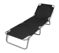 vidaXL Folding Sun Lounger Powder-coated Steel Black