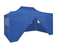 vidaXL Foldable Tent Pop-Up with 4 Side Walls 3x4.5 m Blue UK HOT