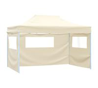 vidaXL Foldable Tent with 3 Walls 3x4.5m Cream Gazebo Shelter Marquee Canopy