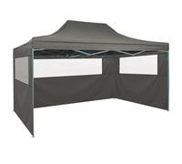 vidaXL Foldable Tent with 3 Walls 3x4.5m Anthracite Outdoor Garden Marquee