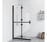 vidaXL Foldable Walk-in Shower Wall Bathroom Washroom Folding Shower Parts Partition Enclosure Cubicle Surrounds Transparent ESG Glass