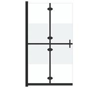 vidaXL Foldable Walk-in Shower Wall Bathroom Washroom Folding Shower Parts Partition Enclosure Cubicle Surrounds Half Frosted ESG Glass