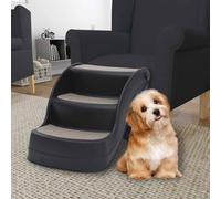 Folding 3-Step Dog Stairs Pet Ladders Steps Furniture Black/Dark Grey vidaXL