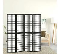 vidaXL Folding 4-Panel Room Divider Japanese Style 160x170 cm Black