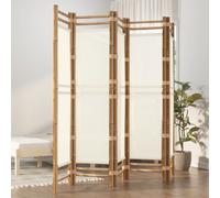 vidaXL Folding 5-Panel Room Divider 200 cm Bamboo and Canvas