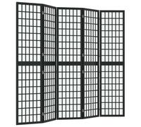 vidaXL Room Divider Japanese Style Shoji Folding 5-Panel 200x170 cm Black