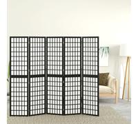 vidaXL Folding 5-Panel Room Divider Japanese Style 200x170 cm Black